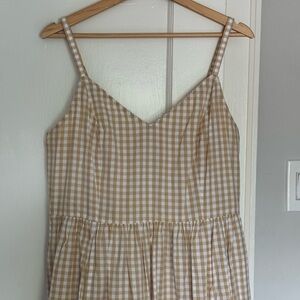 Old Navy Beige Gingham Maxi Dress